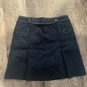 Navy Blue Skirt with Button Accents